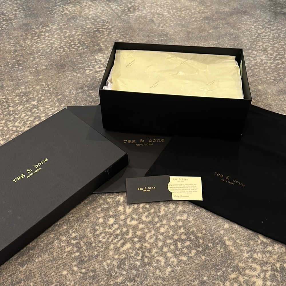 RAG & BONE SHOE BOX TISSUE DUST BAG SHOPPING BAG AND ENVELOPE WITH CARD - Picture 5 of 11